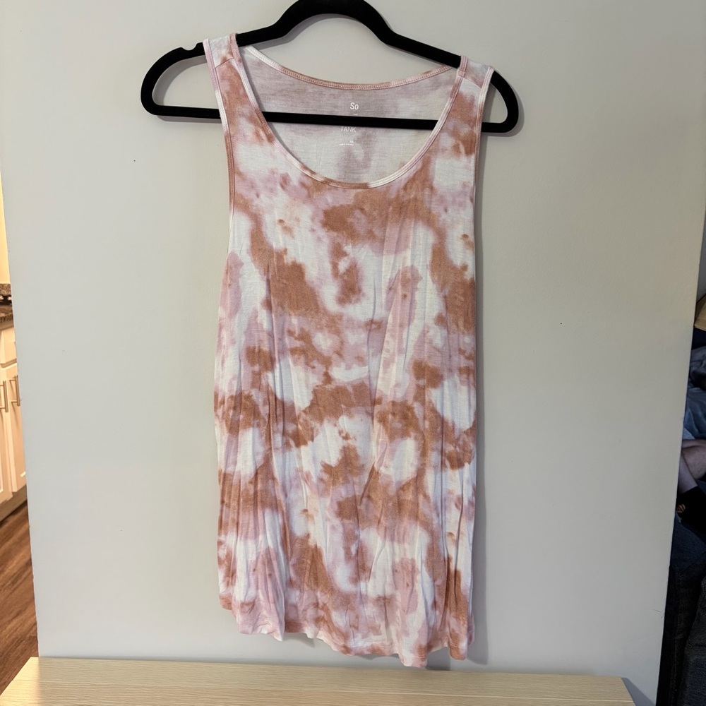 Tie-Dye Sleeveless Top - Pink and white